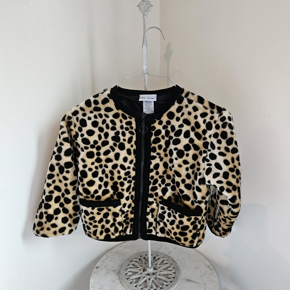 Le Top Leopard Print Kids Puffer Jacket - Black and Tan